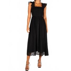 NEW SINCERELY OURS heart organza midi dress in black